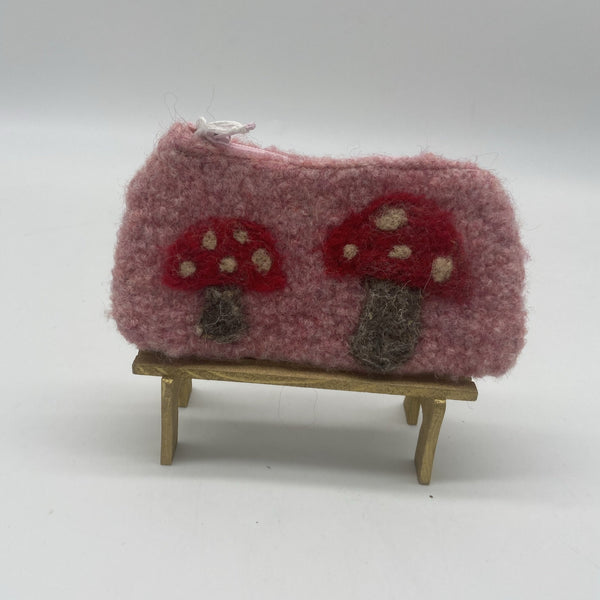 Hand knit, needle felted change purses