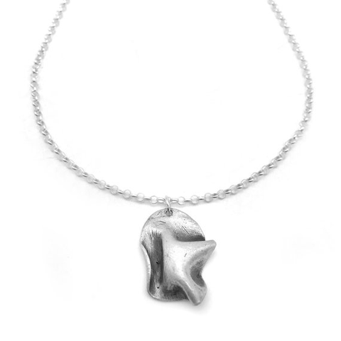 Abstract Fold Formed Silver Necklace