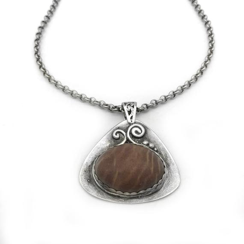 Sterling Silver Necklace with Natural Stone Pendant
