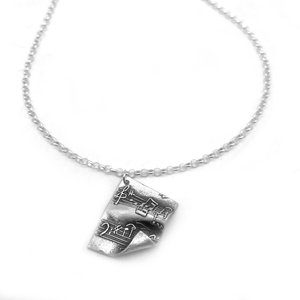 Sterling Silver Musical Necklace Music Sheet Pendant