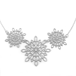 Sterling Silver Filigree Necklace with Multiple Snowflakes